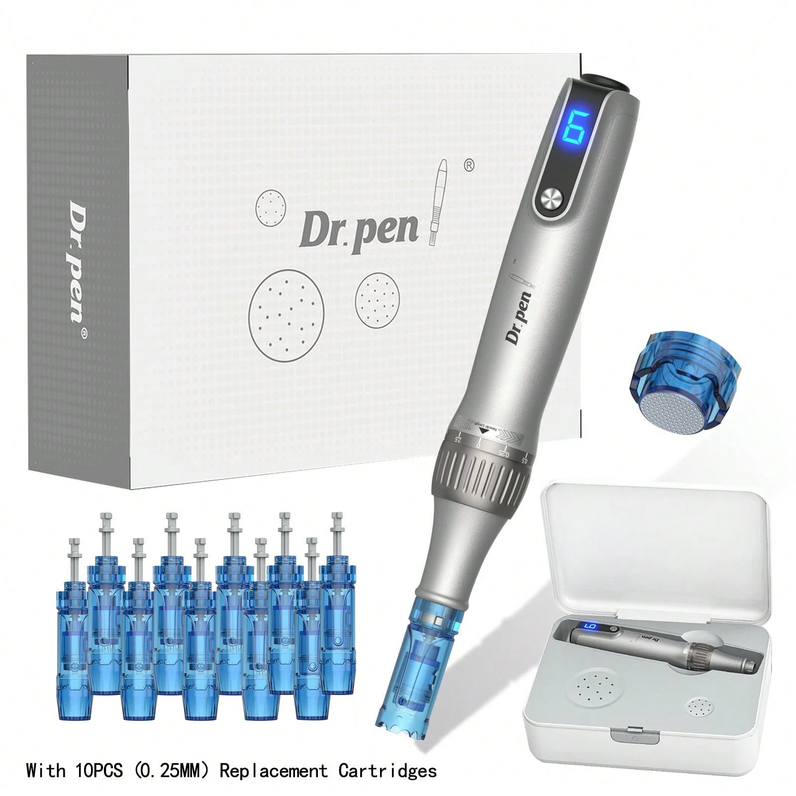 Dr.Pen M8S Pen- Mcro Pen For Body- Care Tool Kit With 10PCS (0.25MM) Replacement Cartridges