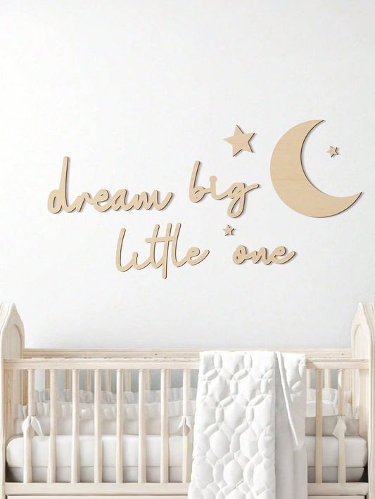 Dream Big Little One Wooden Nursery Wall Decor Boho Moon Stars Babyroom Wall Art Neutral Nursery Sign For Boys Girls Bedroom Home Farmhouse Living Playroom