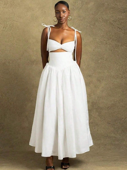 Dresses For WomenHigh-End Stylish Solid Color Dress With Spaghetti Straps, Off-Shoulder Design, Sleeveless, And A Large SkirtLoose And Comfortableves