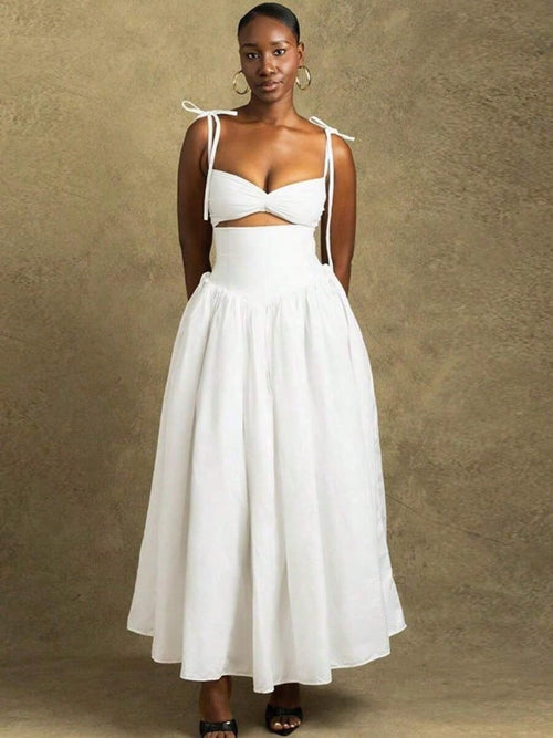 Dresses For WomenHigh-End Stylish Solid Color Dress With Spaghetti Straps, Off-Shoulder Design, Sleeveless, And A Large SkirtLoose And Comfortableves