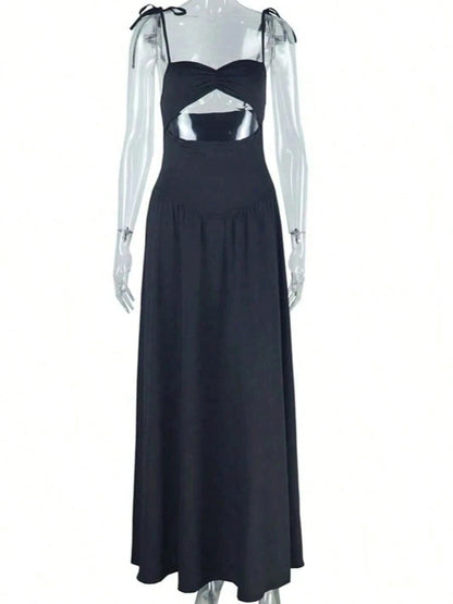 Dresses For WomenHigh-End Stylish Solid Color Dress With Spaghetti Straps, Off-Shoulder Design, Sleeveless, And A Large SkirtLoose And Comfortableves