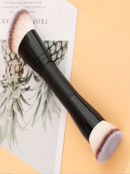 Dual-Ended Makeup Brush- Angled Contour & Flat Head Foundation Brush For BB Cream, Liquid Foundation, Seamless Blending, Shading & Contouring (Professional Cosmetic Brush Set),Foundation Brush,Concea