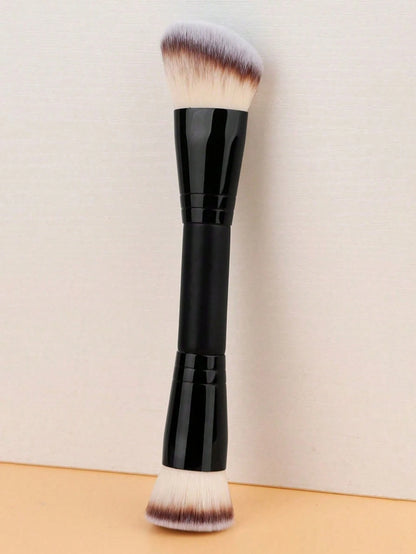 Dual-Ended Makeup Brush- Angled Contour & Flat Head Foundation Brush For BB Cream, Liquid Foundation, Seamless Blending, Shading & Contouring (Professional Cosmetic Brush Set),Foundation Brush,Concea