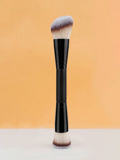 Dual-Ended Makeup Brush- Angled Contour & Flat Head Foundation Brush For BB Cream, Liquid Foundation, Seamless Blending, Shading & Contouring (Professional Cosmetic Brush Set),Foundation Brush,Concea