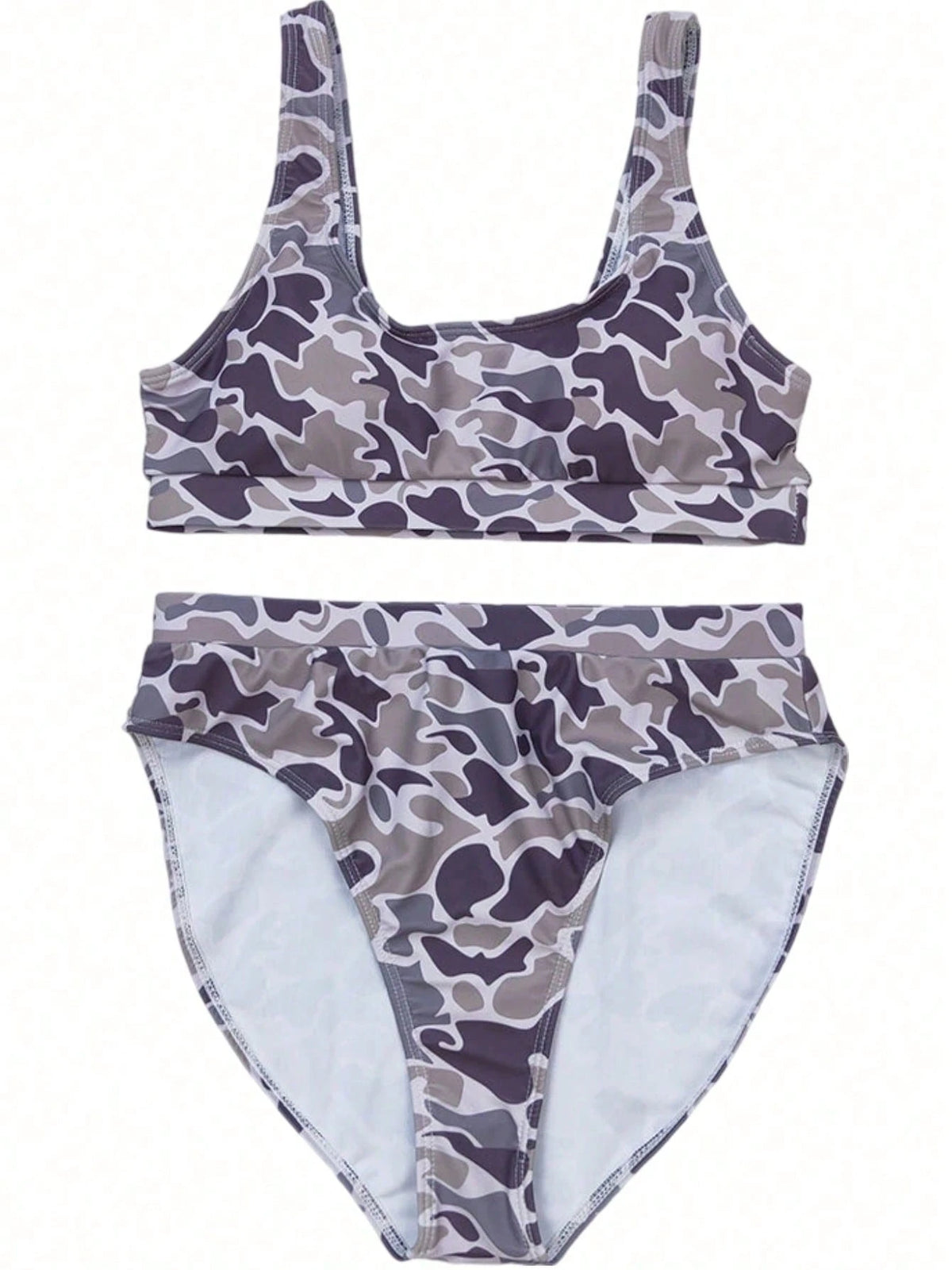 Duck Camo Printed Bikini Set- Sexy Push-Up Bra And High-Waisted Triangle Panties 2-Piece Set, Retro Fashion Swimwear For Beach Vacation & Pool Party