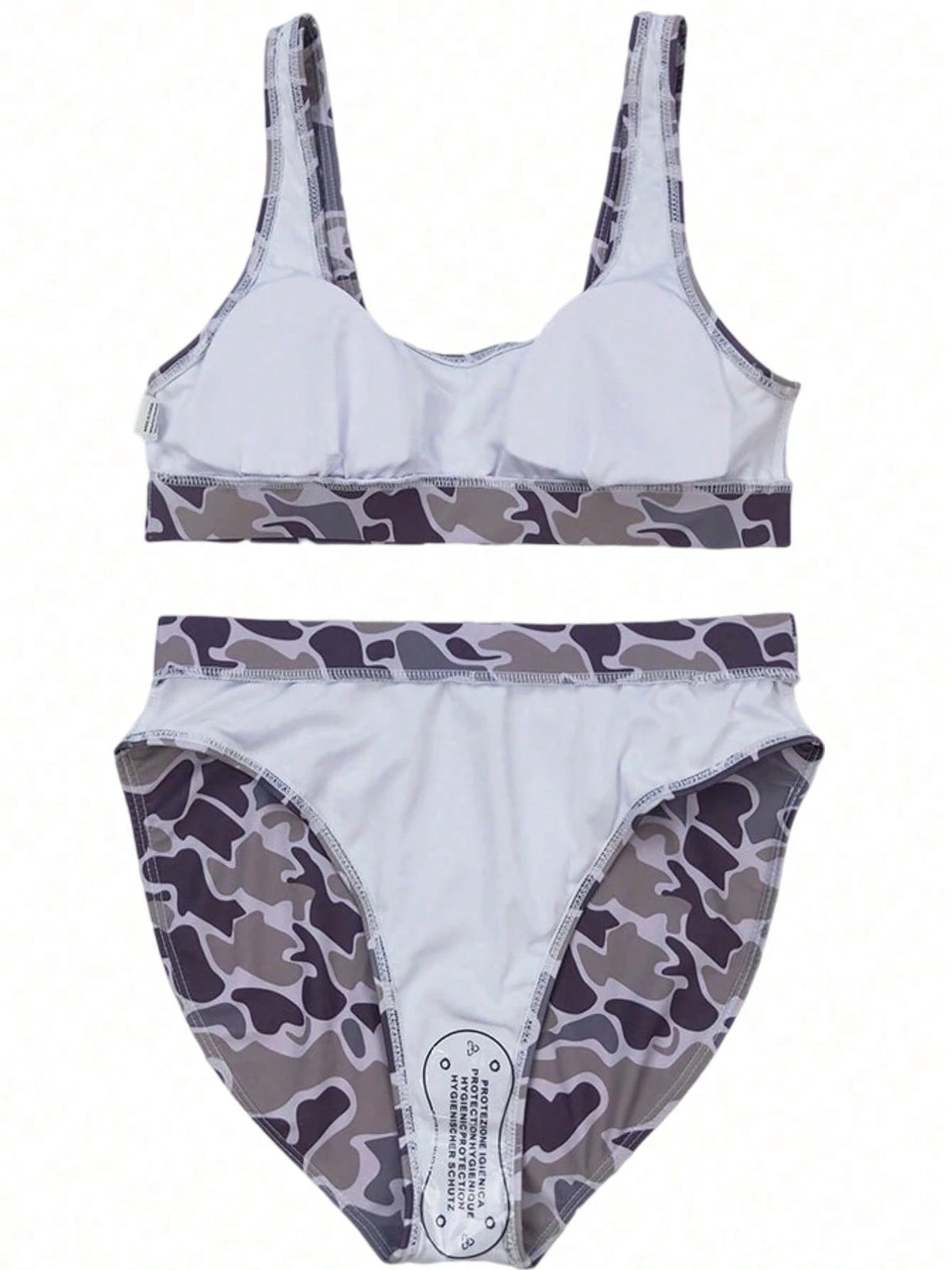 Duck Camo Printed Bikini Set- Sexy Push-Up Bra And High-Waisted Triangle Panties 2-Piece Set, Retro Fashion Swimwear For Beach Vacation & Pool Party