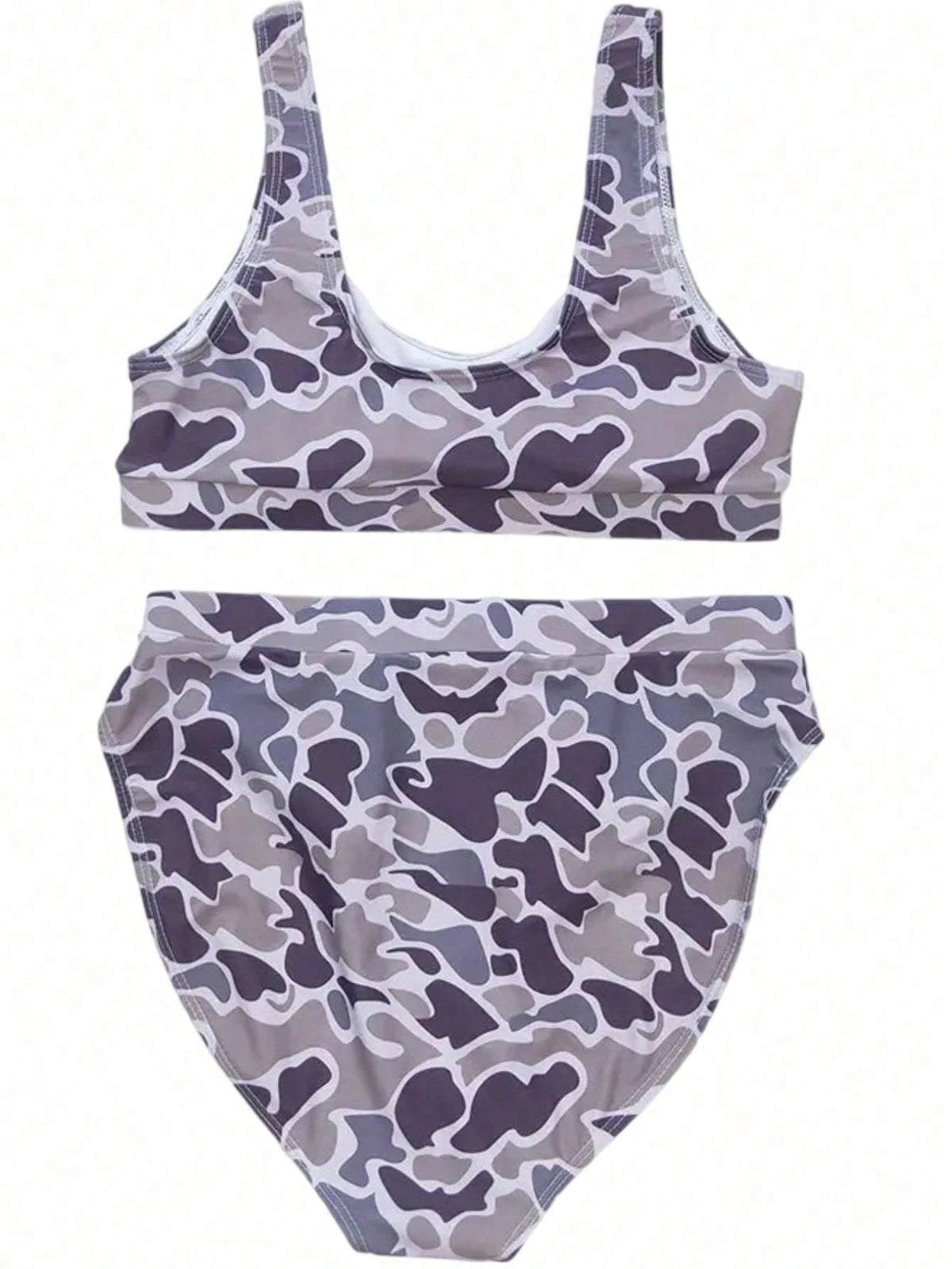 Duck Camo Printed Bikini Set- Sexy Push-Up Bra And High-Waisted Triangle Panties 2-Piece Set, Retro Fashion Swimwear For Beach Vacation & Pool Party