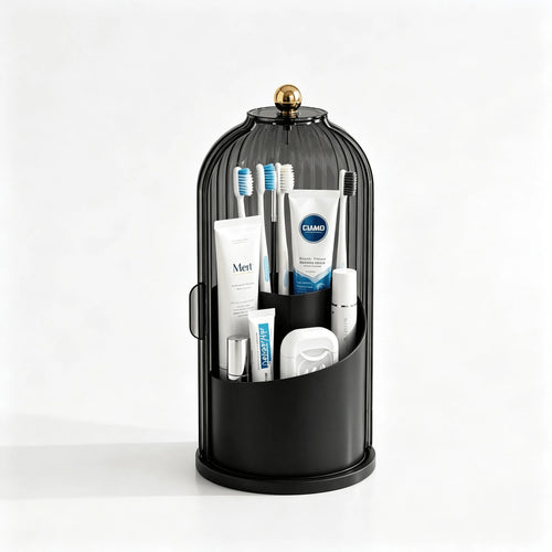 Dustproof Anti-Bacterial Toothbrush Holder With Cover,3 Slots Multi-Person Family Storage Organizer,Stores Toothbrushes,Toothpaste&Makeup Brushes,Perfect For Bathroom Countertop,Vanity Table,Dorm,Hote