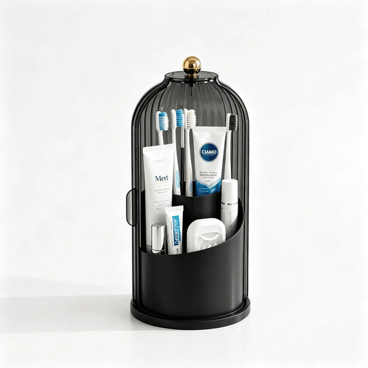 Dustproof Anti-Bacterial Toothbrush Holder With Cover,3 Slots Multi-Person Family Storage Organizer,Stores Toothbrushes,Toothpaste&Makeup Brushes,Perfect For Bathroom Countertop,Vanity Table,Dorm,Hote