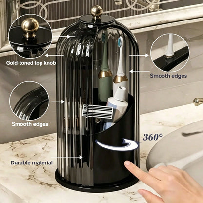 Dustproof Anti-Bacterial Toothbrush Holder With Cover,3 Slots Multi-Person Family Storage Organizer,Stores Toothbrushes,Toothpaste&Makeup Brushes,Perfect For Bathroom Countertop,Vanity Table,Dorm,Hote