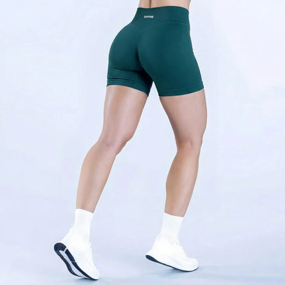 DYFINE Women's Seamless Elastic Butt Lifting Shaping Yoga Fitness Gym Running Sports Shorts