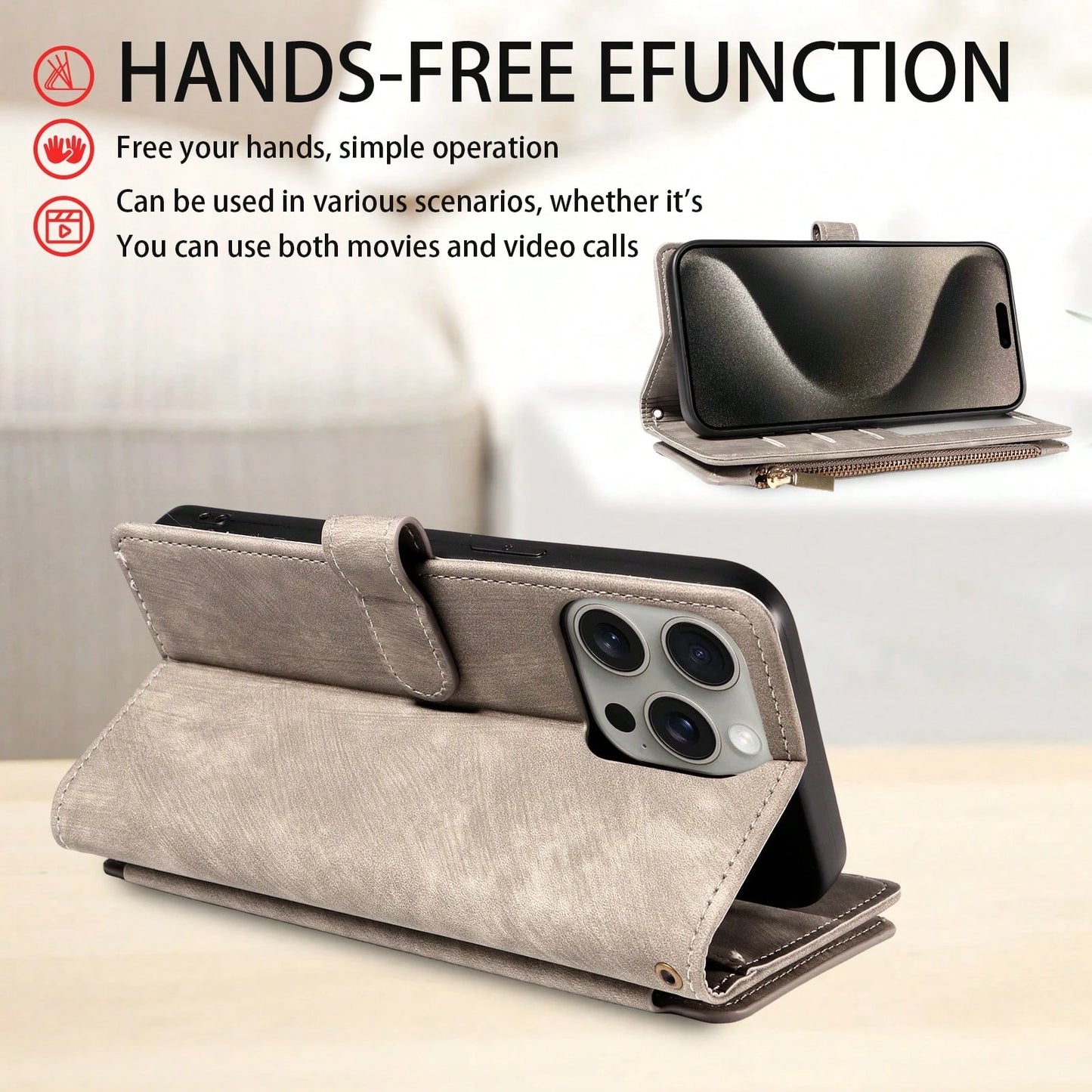 eaacaa Shockproof Wallet Card Holder 1pc Vintage Flip Wallet Phone Case With Multiple Card Slots, Wrist Strap, Shockproof And Anti-Theft Protection Compatible With Iphone 17 Pro Max/17 Pro/AIR/17/17e