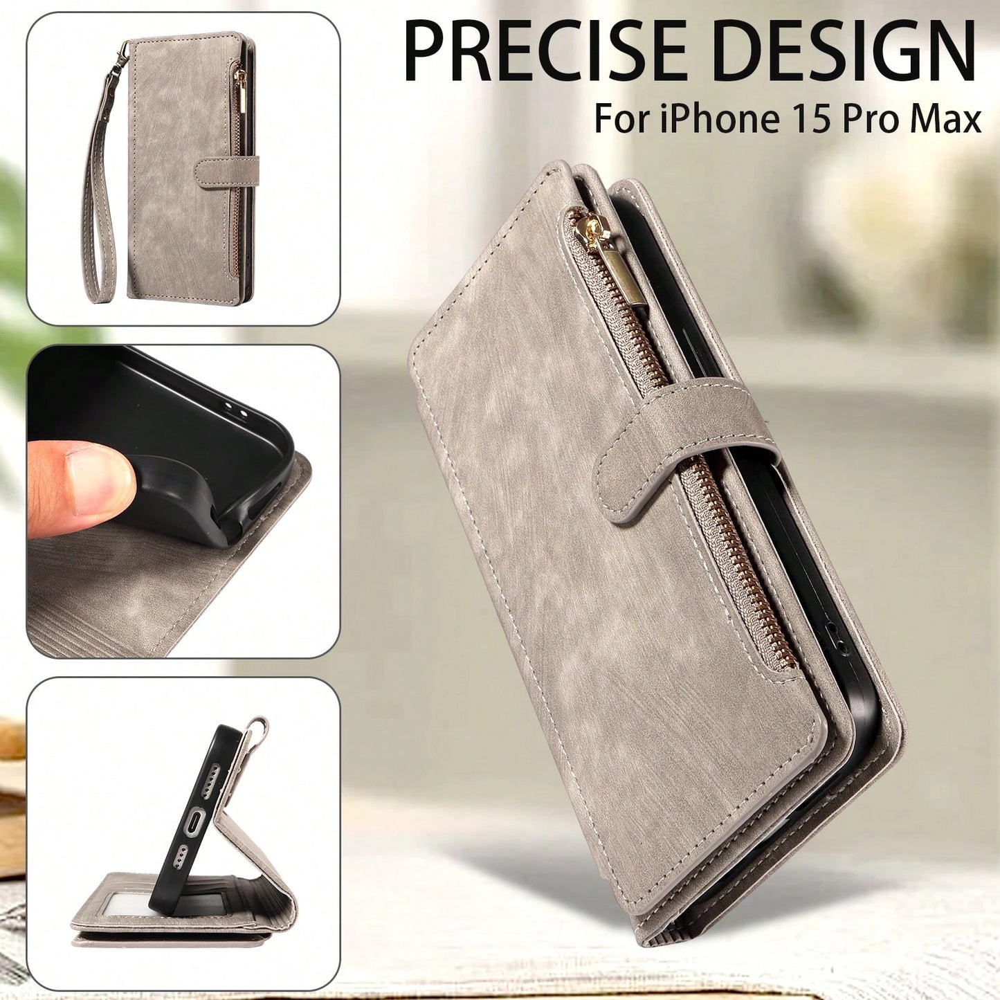 eaacaa Shockproof Wallet Card Holder 1pc Vintage Flip Wallet Phone Case With Multiple Card Slots, Wrist Strap, Shockproof And Anti-Theft Protection Compatible With Iphone 17 Pro Max/17 Pro/AIR/17/17e