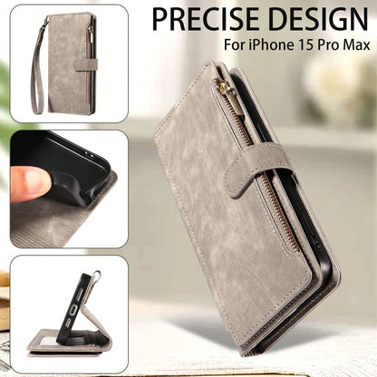 eaacaa Shockproof Wallet Card Holder 1pc Vintage Flip Wallet Phone Case With Multiple Card Slots, Wrist Strap, Shockproof And Anti-Theft Protection Compatible With Iphone 17 Pro Max/17 Pro/AIR/17/17e