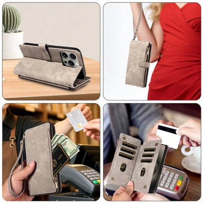 eaacaa Shockproof Wallet Card Holder 1pc Vintage Flip Wallet Phone Case With Multiple Card Slots, Wrist Strap, Shockproof And Anti-Theft Protection Compatible With Iphone 17 Pro Max/17 Pro/AIR/17/17e