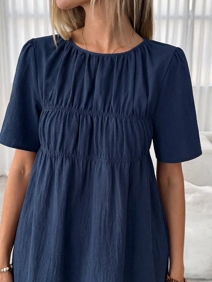 Easowa Women's Solid Color Pleated Casual Versatile Daily Wear Shirt Cotton Tops Puff Top For Women Blouses For Women Casual Casual Summer Top Tops For Women