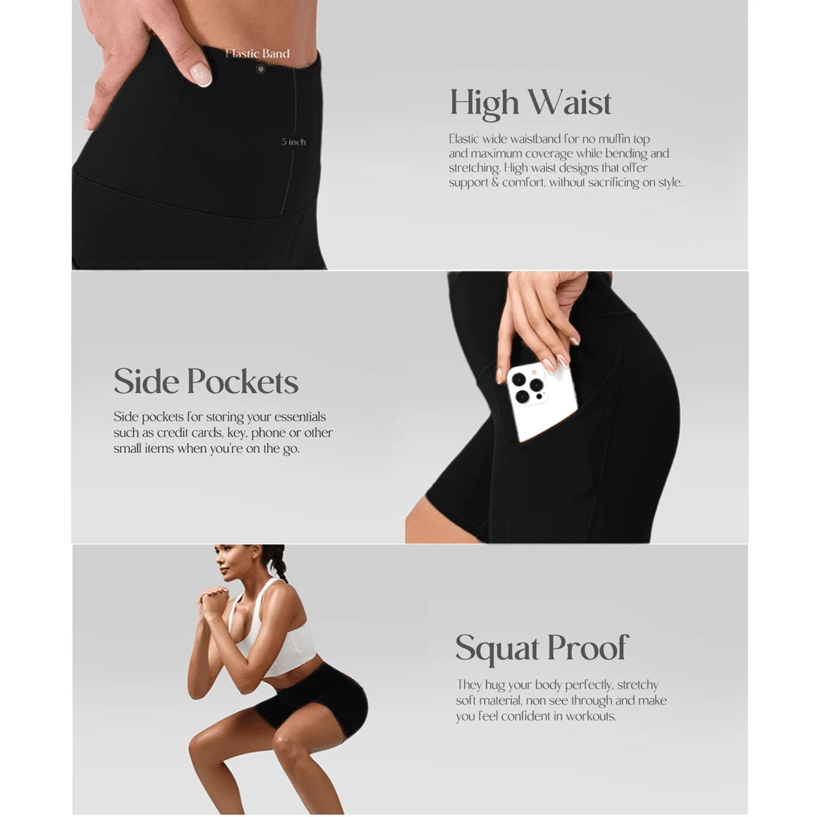 EBIOSVE 5Pcs Women Yoga Shorts With Pockets, High Waist Tummy Control Workout Shorts, Breathable Compression Athletic Shorts For Spring Summer Exercise, Athleisure
