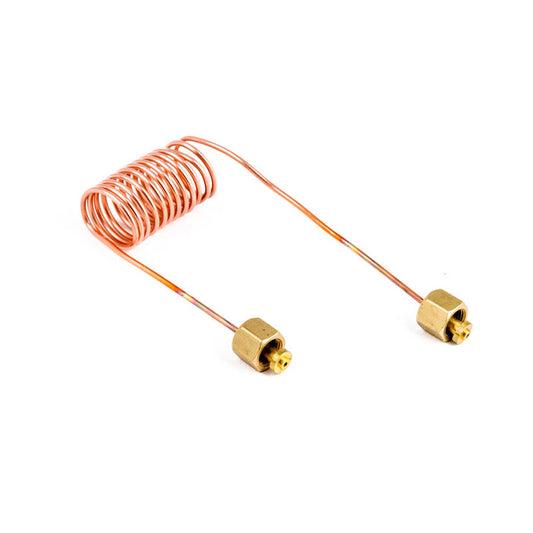 Copper capillary coil with brass fittings used to connect pump pressure to gauges on ECM and Profitec machines