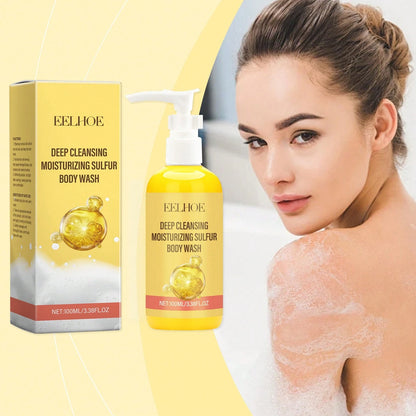 EELHOE 100ml Sulfur Body Wash| Soothing Aloe Vera & Lemon Extract Shower Gel| Gentle Deep Pore Cleansing & Moisturizing| For Dry, Rough & Bumpy Skin, Refreshing Summer Body Care,Skin Care,Travel Es