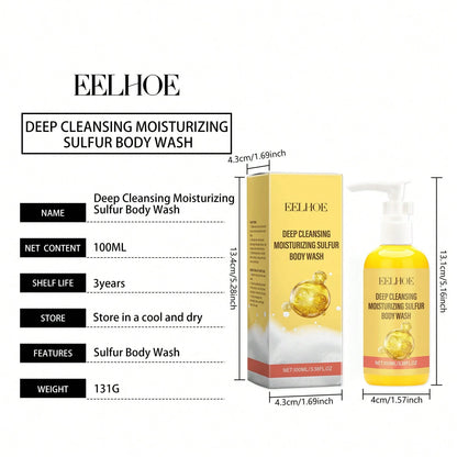 EELHOE 100ml Sulfur Body Wash| Soothing Aloe Vera & Lemon Extract Shower Gel| Gentle Deep Pore Cleansing & Moisturizing| For Dry, Rough & Bumpy Skin, Refreshing Summer Body Care,Skin Care,Travel Es
