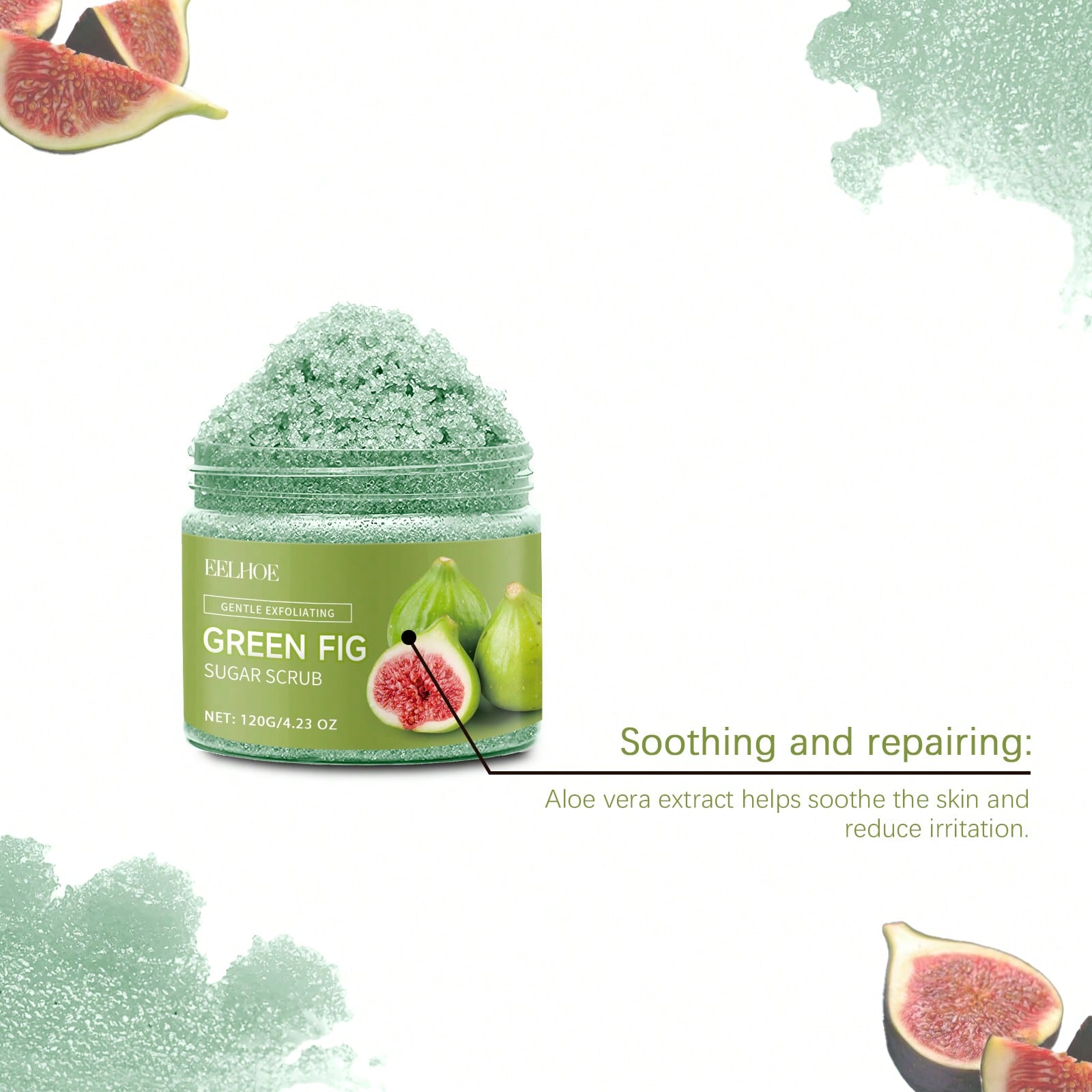 EELHOE 120g Fig Sugar Body Scrub Moisturizing, Moisturizing, Shining, Smooth Skin, Body Cleansing, Exfoliating