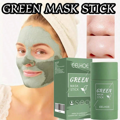 EELHOE 2pcs,Green Tea Mud Film, Deeply Cleanses Pores, Removes Blackheads, Delicately Shrinks Pores, Gently Cleanses, Controls Oil, Moisturizes, Smear-Type Mud Film Stick