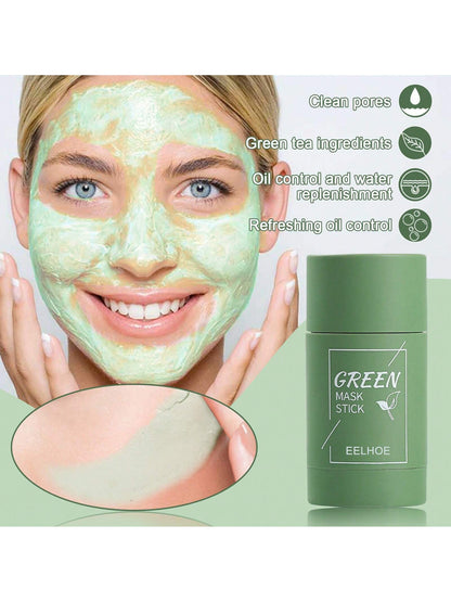 EELHOE 2pcs,Green Tea Mud Film, Deeply Cleanses Pores, Removes Blackheads, Delicately Shrinks Pores, Gently Cleanses, Controls Oil, Moisturizes, Smear-Type Mud Film Stick