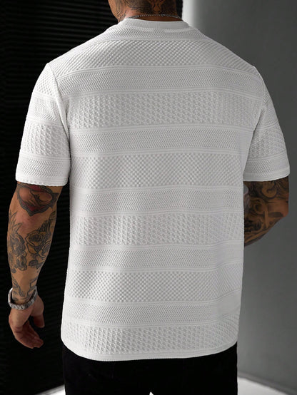 EGENSIO Men's Patchwork Color Casual Versatile Daily Wear Short Sleeve T-Shirt, Holiday