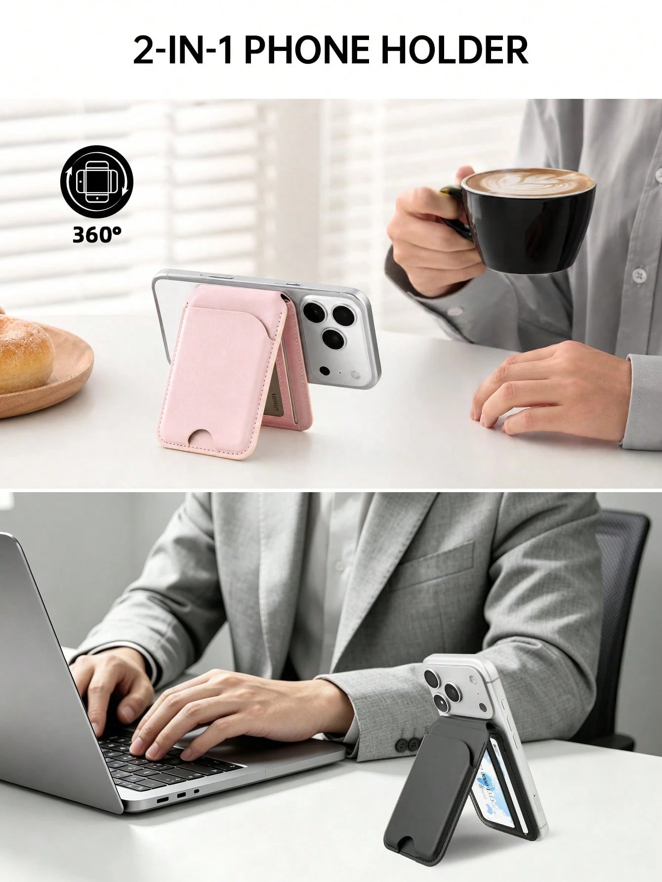 EIGIIS Magnetic Phone Wallet, Magnetic Stand Card Holder, Adjustable Stand With 3-5 Card Slots, Suitable For Daily Use, Fashionable Wallet Design, Durable Wallet Fits All Phones, Magnetic Phone Case A
