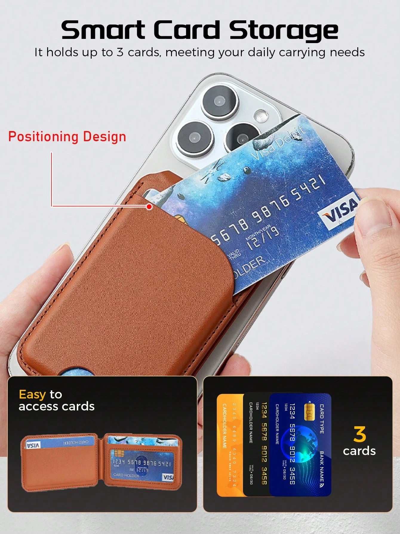 EIGIIS Magnetic Phone Wallet, Magnetic Stand Card Holder, Adjustable Stand With 3-5 Card Slots, Suitable For Daily Use, Fashionable Wallet Design, Durable Wallet Fits All Phones, Magnetic Phone Case A