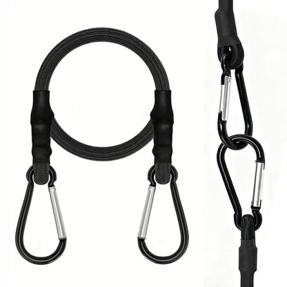 Elastic Bungee Cord With Carabiner, High-Quality Black Rubber Bungee Cord With Carabiner Clip Hook, For Outdoor Tent, Luggage Rack, Camping, Cargo, Bicycle, Transportation, Storage