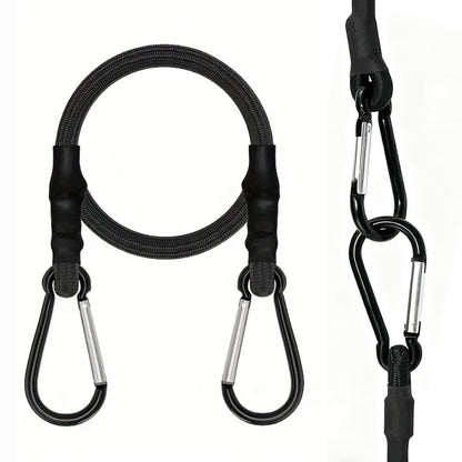 Elastic Bungee Cord With Carabiner, High-Quality Black Rubber Bungee Cord With Carabiner Clip Hook, For Outdoor Tent, Luggage Rack, Camping, Cargo, Bicycle, Transportation, Storage