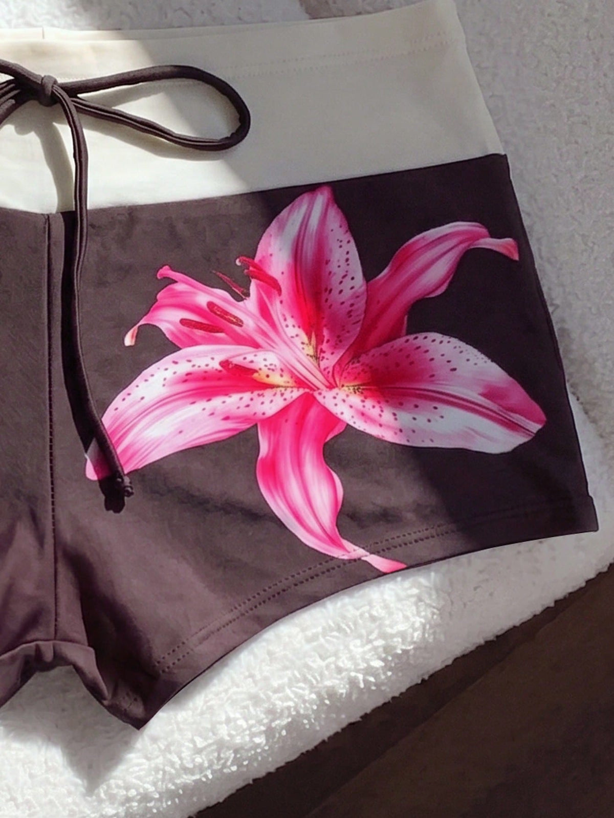 Elavelle Women's Bowknot Printed Swimwear Bottom, Spring/Summer Swimming For Women Beachwear For Women, Flower Print