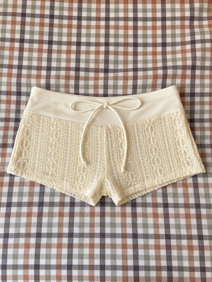 Elavelle Women's Spring/Summer Random Print High Waist Bow Bikini Bottoms
