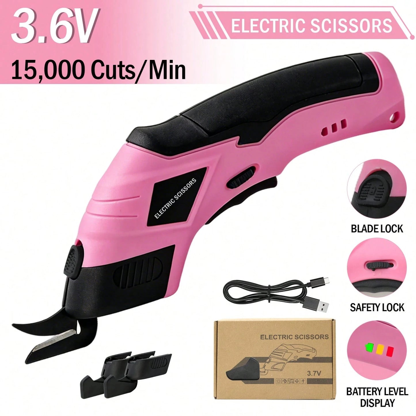 Electric Scissors (With 2 Blades) Efficiently Complete Material Cutting And Are Suitable For Cutting Fabrics, Paper Scraps, Plastics, Etc.