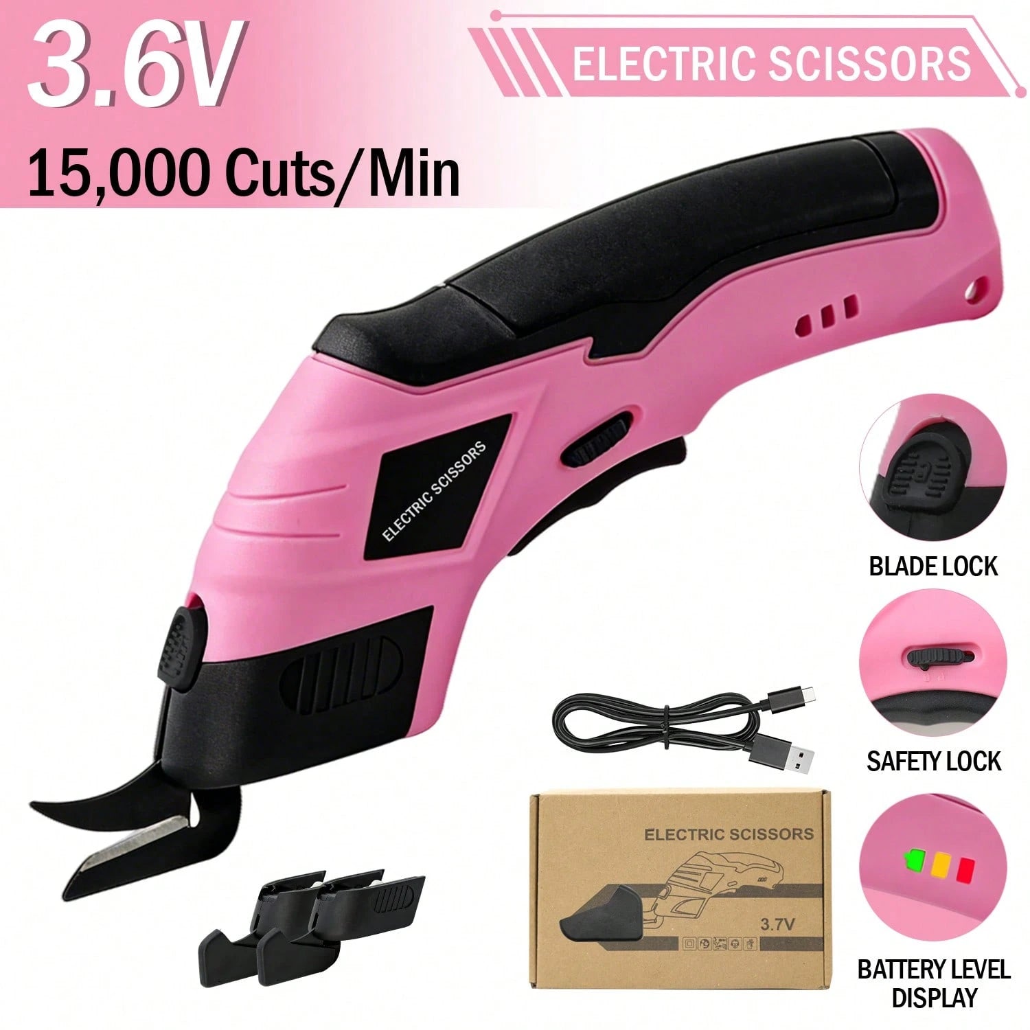Electric Scissors (With 2 Blades) Efficiently Complete Material Cutting And Are Suitable For Cutting Fabrics, Paper Scraps, Plastics, Etc.