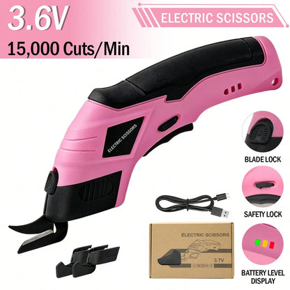 Electric Scissors (With 2 Blades) Efficiently Complete Material Cutting And Are Suitable For Cutting Fabrics, Paper Scraps, Plastics, Etc.
