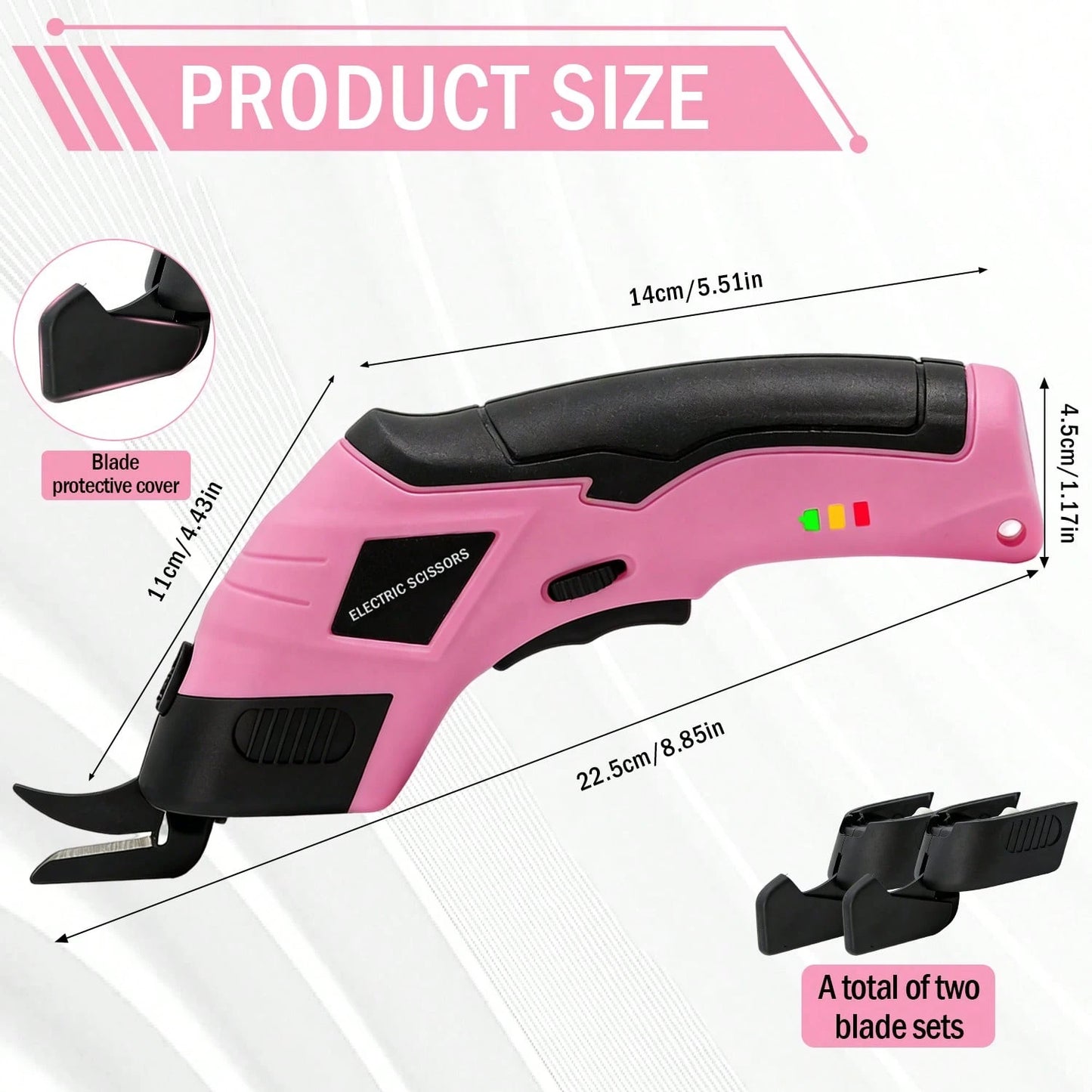 Electric Scissors (With 2 Blades) Efficiently Complete Material Cutting And Are Suitable For Cutting Fabrics, Paper Scraps, Plastics, Etc.