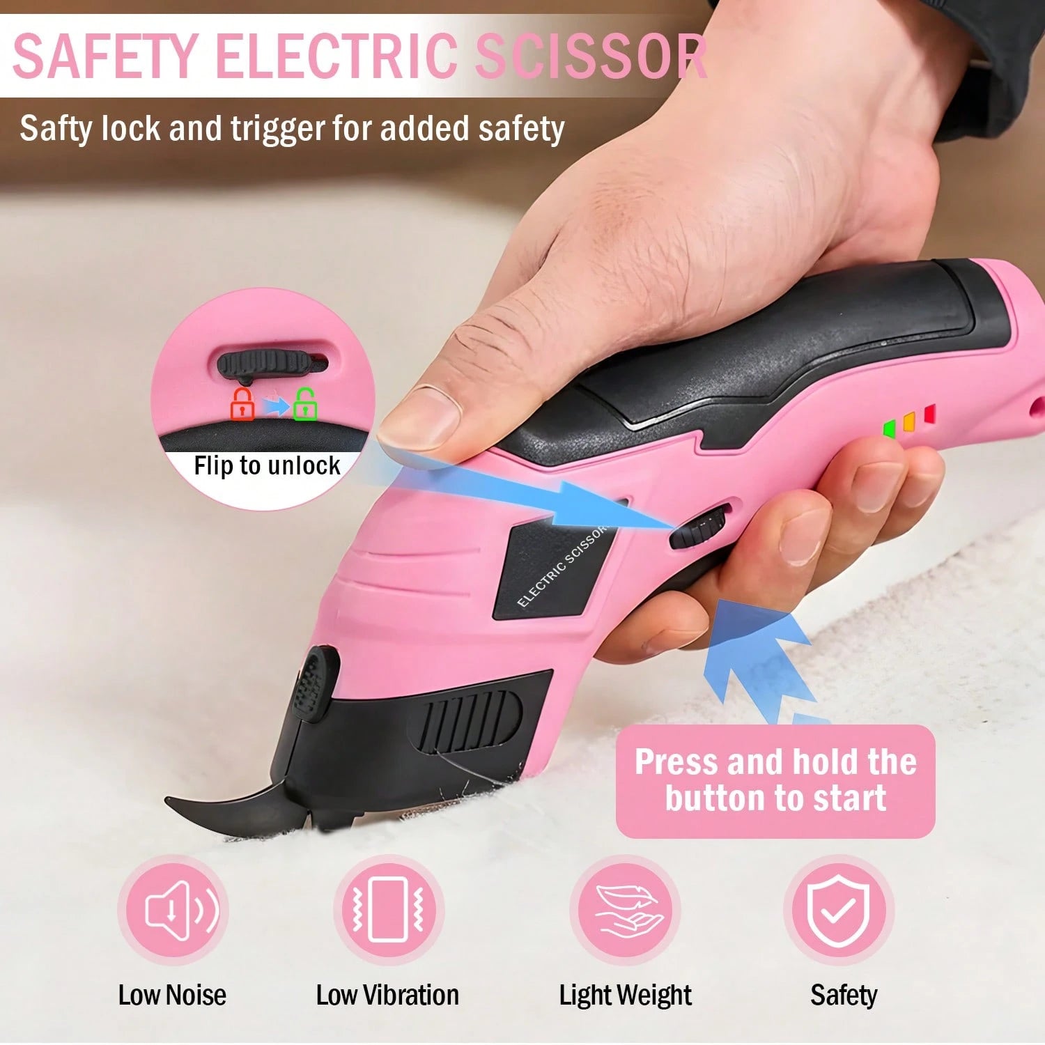 Electric Scissors (With 2 Blades) Efficiently Complete Material Cutting And Are Suitable For Cutting Fabrics, Paper Scraps, Plastics, Etc.