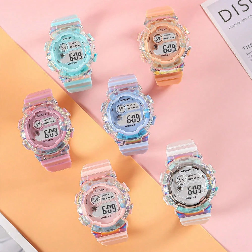 Electronic Watch Student Youth Luminous Transparent Men And Women Outdoor Sports Waterproof Watch Colorful Silicone Wrist Watch