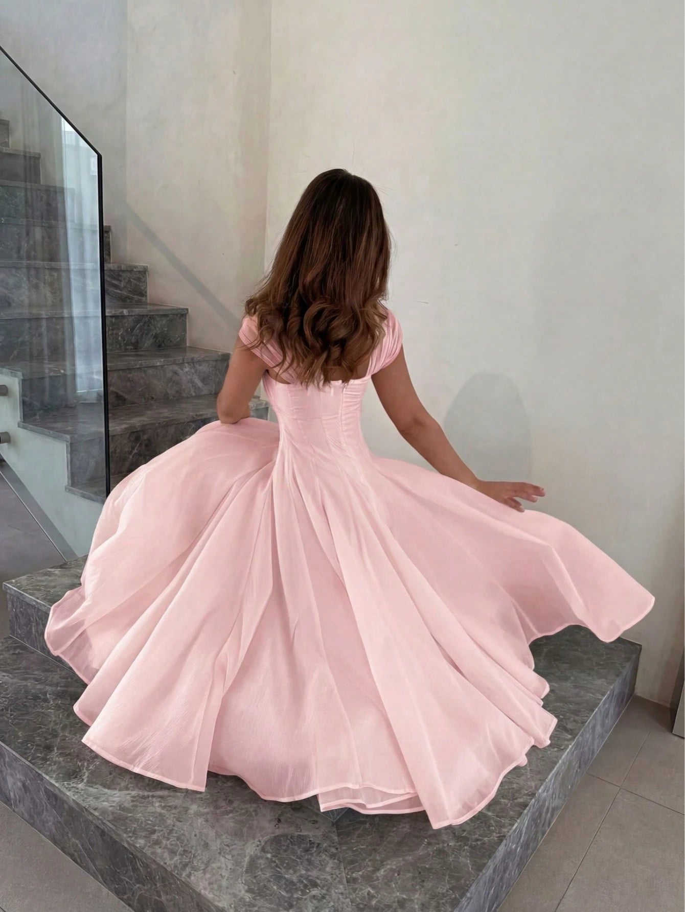 Elegant Casual Fashion Long Summer Dress For Women, Romantic Pleated Dress For Wedding, Party, And Occasions Pink, Effortlessly Chic