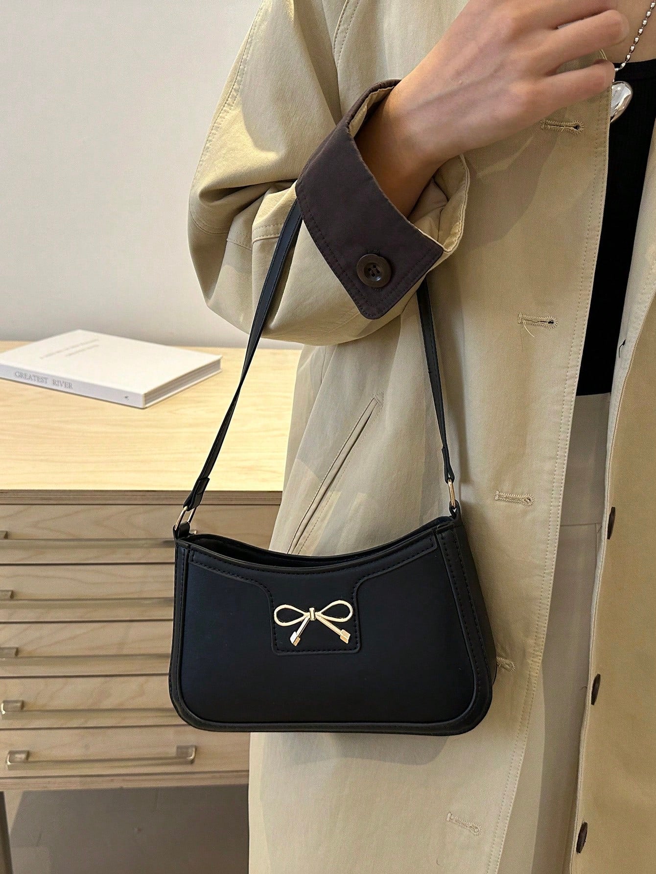 Elegant Crescent Underarm Shoulder Bag, Women's Fashion Casual Solid Color Underarm Bag