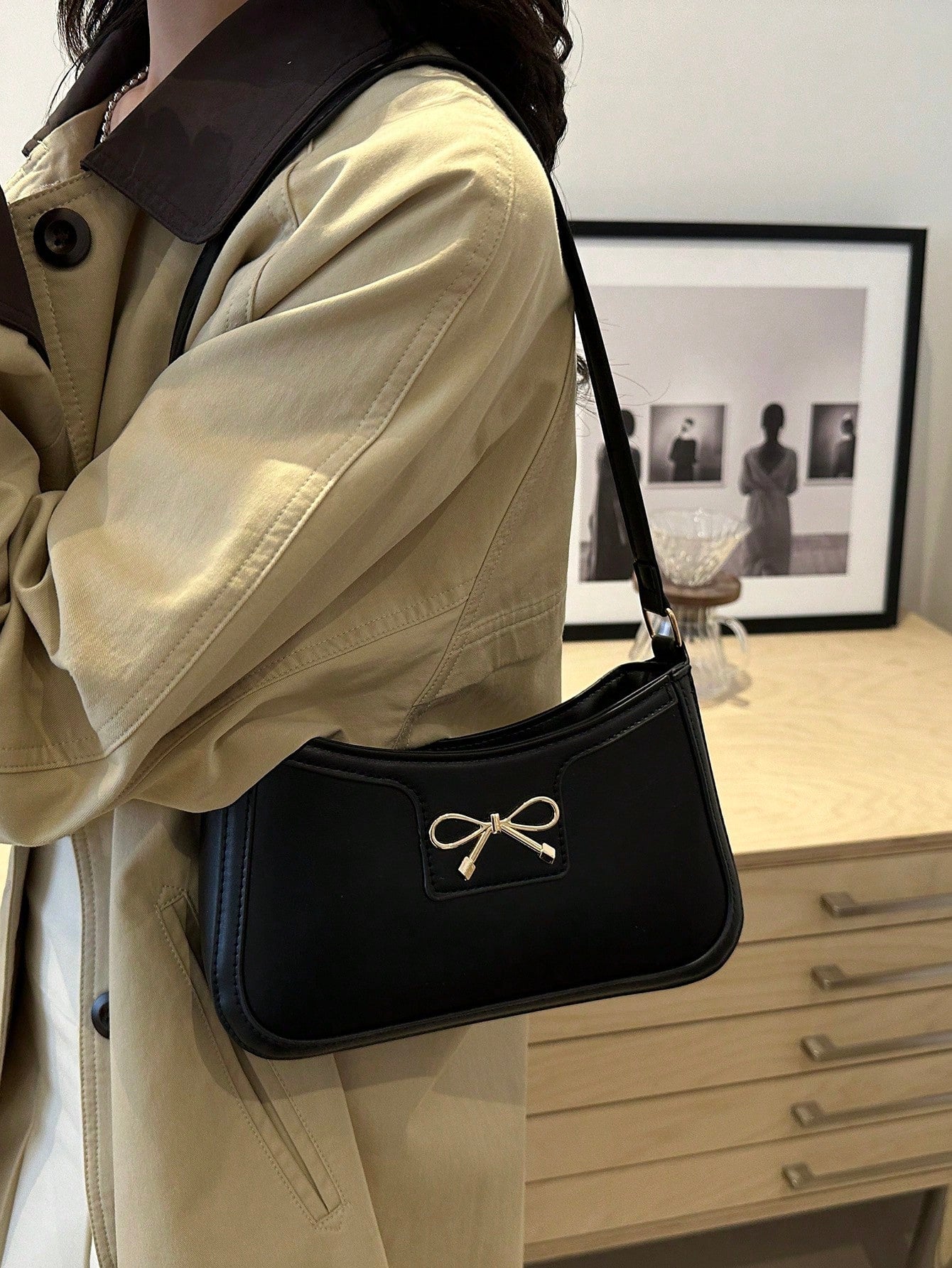 Elegant Crescent Underarm Shoulder Bag, Women's Fashion Casual Solid Color Underarm Bag