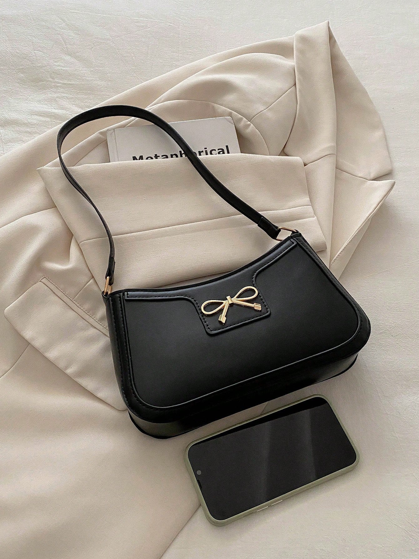 Elegant Crescent Underarm Shoulder Bag, Women's Fashion Casual Solid Color Underarm Bag