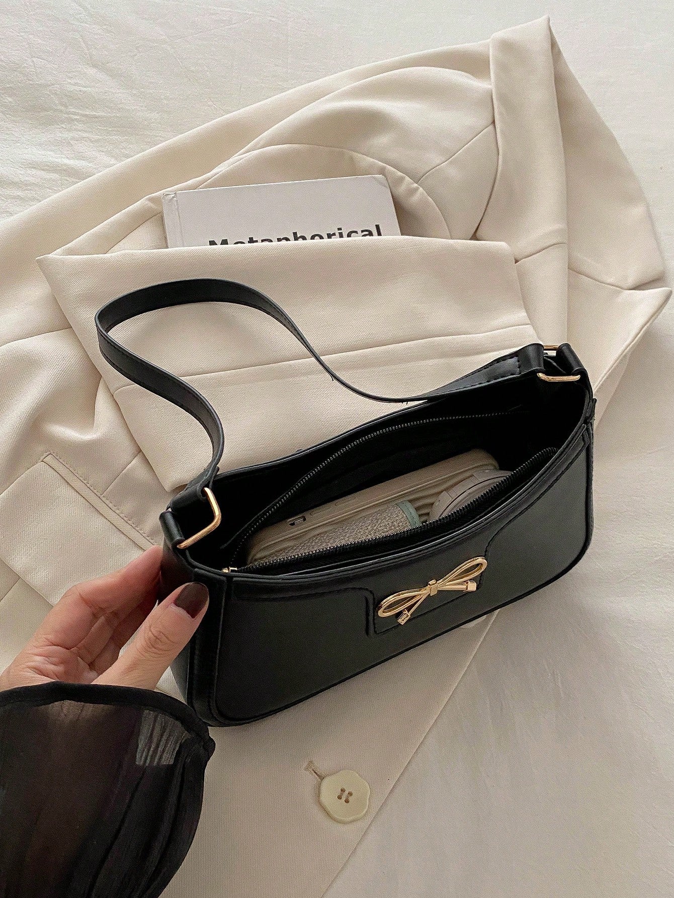 Elegant Crescent Underarm Shoulder Bag, Women's Fashion Casual Solid Color Underarm Bag