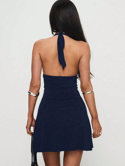 Elegant Fashion Deep V-Neck Sleeveless Mini Dress, New Summer Model