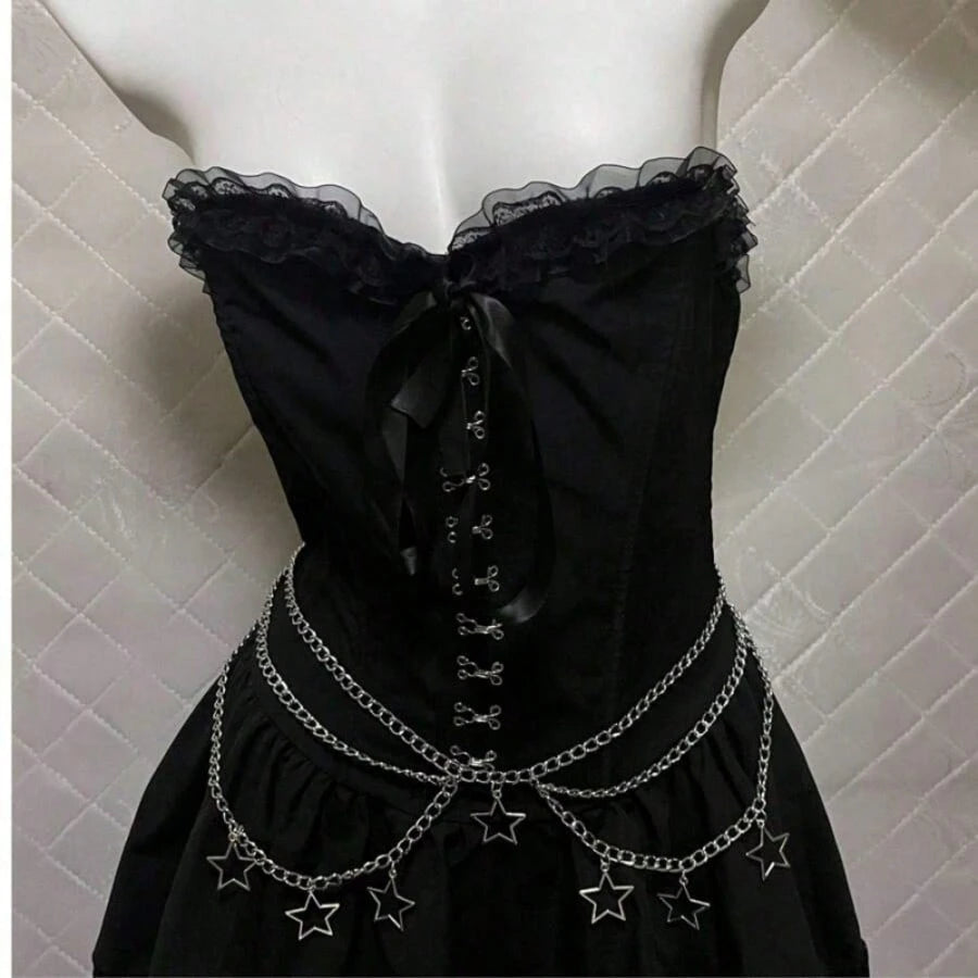 Elegant Hollow Star Pendant Waist Chain, Women's Fashion Versatile Metal Multi-Layer Pants Chain Accessory