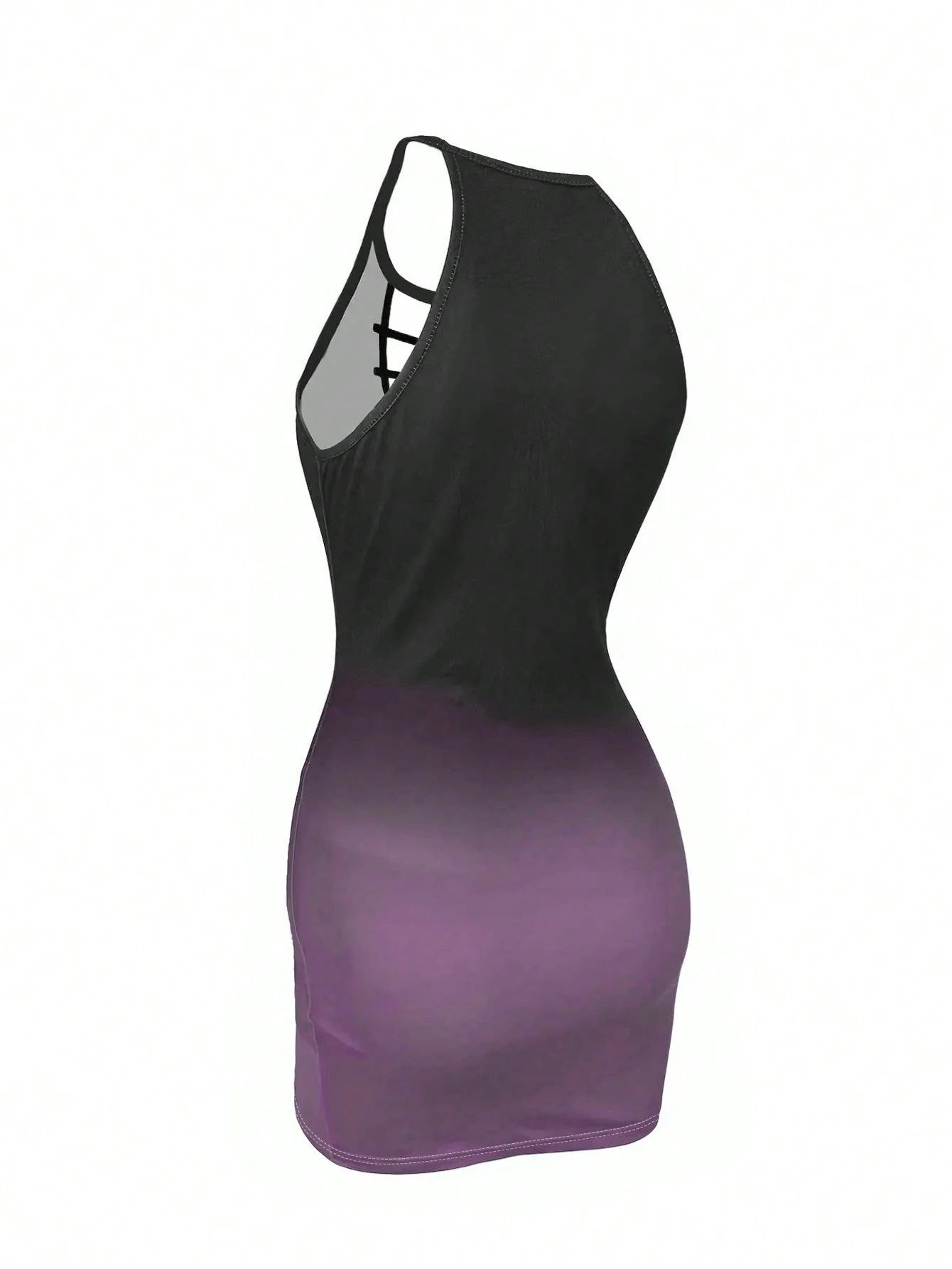 Elegant Sexy Gradient Cutout Spaghetti Strap Bodycon Mini Dress, Accentuates Body Curves, Suitable For Party And Commute, Y2K Style, Spring/Summer