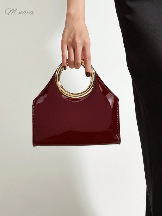 Elegant Women's Solid Color PU Leather Handbag With Detachable Chain,Suitable For Weddings, Parties, Banquets And Other Occasions