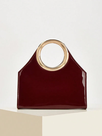 Elegant Women's Solid Color PU Leather Handbag With Detachable Chain,Suitable For Weddings, Parties, Banquets And Other Occasions